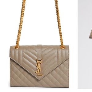 Ysl Saint Laurent medium quilted Cassandra leather envelop bag